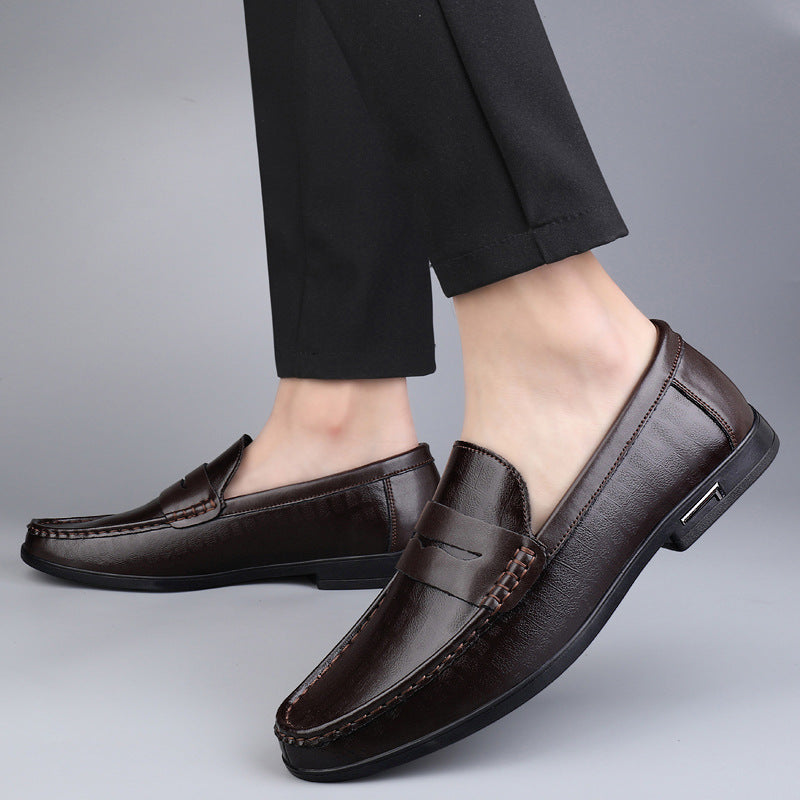 Men's Penny Loafers - Slip-On Moc-Toe Low Stacked Heel