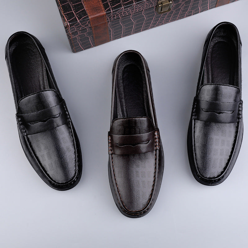 Men's Penny Loafers - Slip-On Moc-Toe Low Stacked Heel