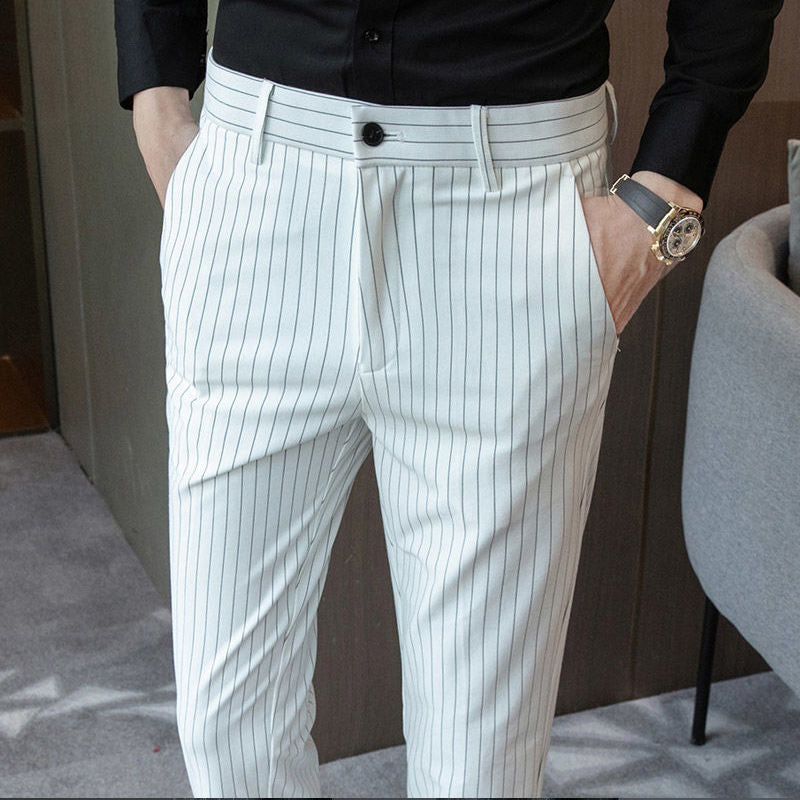 Aldric | Men's Slim Fit Pinstripe Dress Trousers