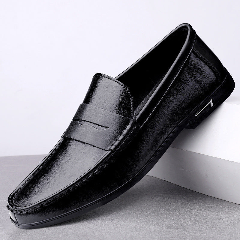 Men's Penny Loafers - Slip-On Moc-Toe Low Stacked Heel