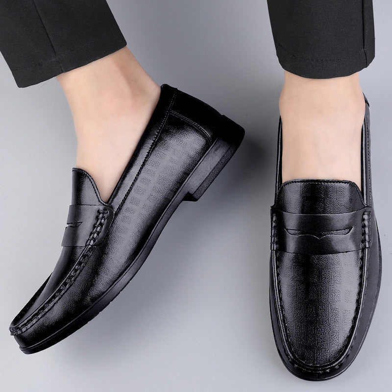 Men's Penny Loafers - Slip-On Moc-Toe Low Stacked Heel
