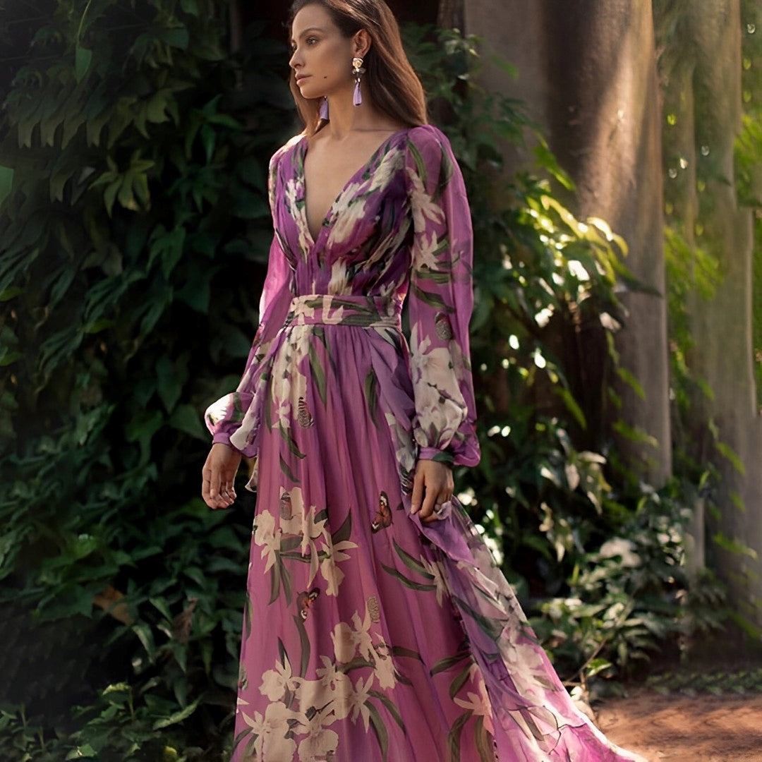 Violet | Romantic Tie Dye Wrap Maxi Dress