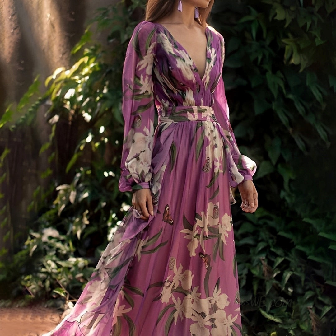Violet | Romantic Tie Dye Wrap Maxi Dress