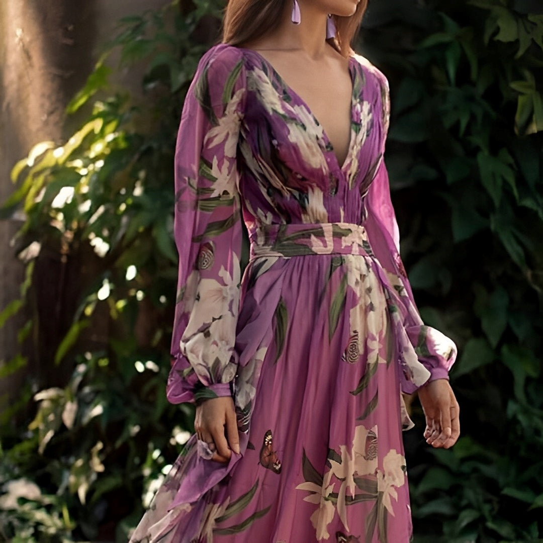 Violet | Romantic Tie Dye Wrap Maxi Dress