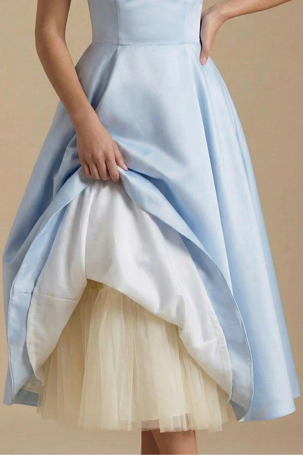 Women’s Elegant Midi Dress - Corset Style with Sleeveless Design and Flared Skirt
