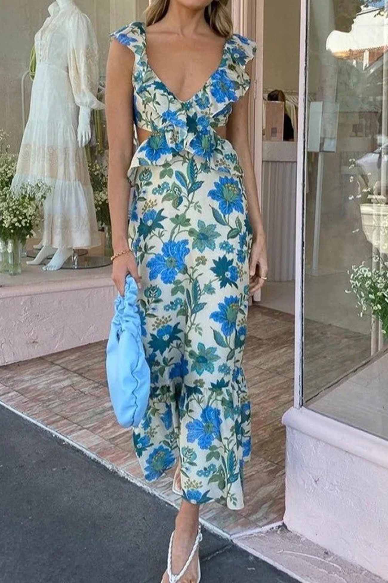 Flora | Romantic Floral Ruffle Maxi Dress