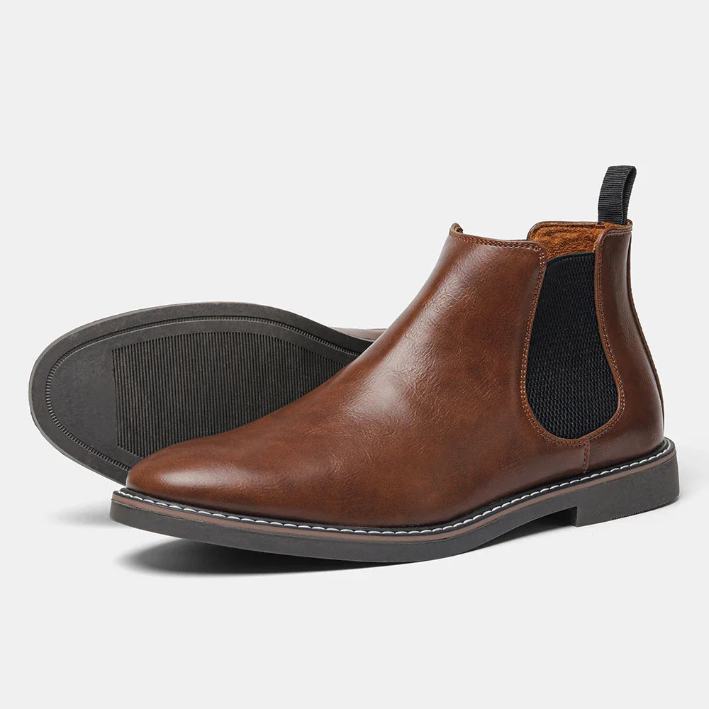 Men’s Classic Chelsea Boots with Elastic Side Panels and Sturdy Sole