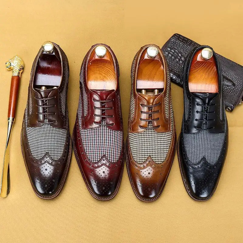 Thornley | Men's Leather Houndstooth Oxford Brogues