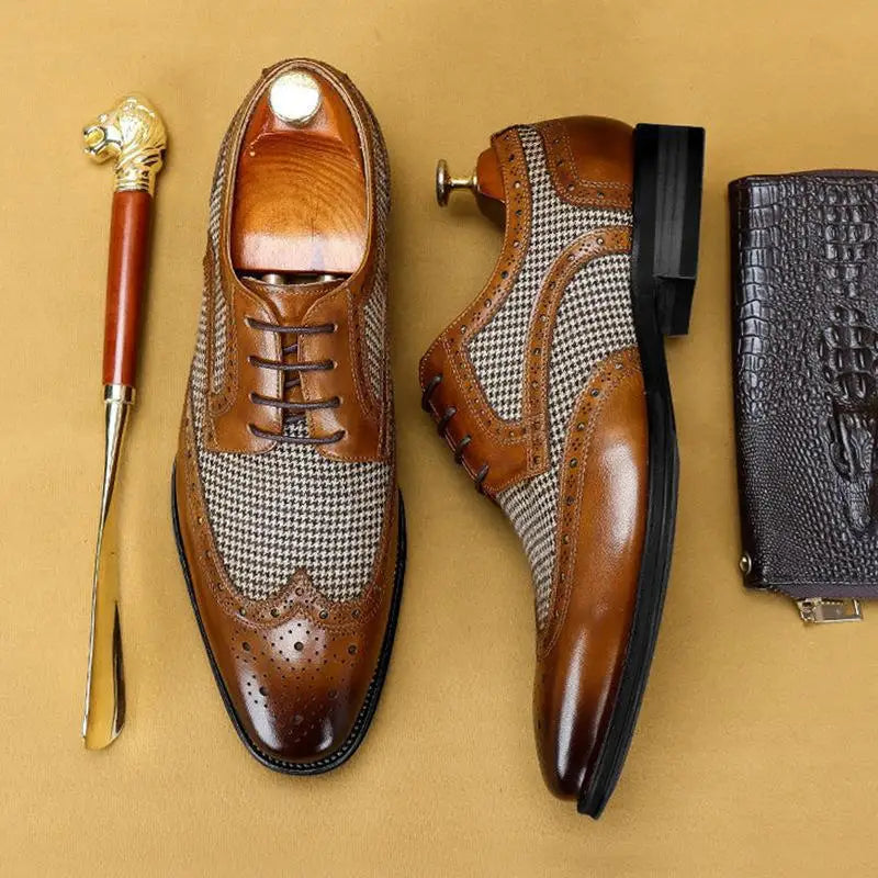 Thornley | Men's Leather Houndstooth Oxford Brogues
