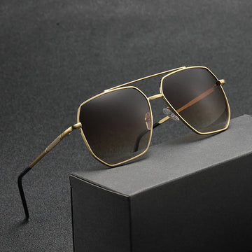 Men’s Stylish Aviator Sunglasses with Classic Metal Frame and Double Bridge