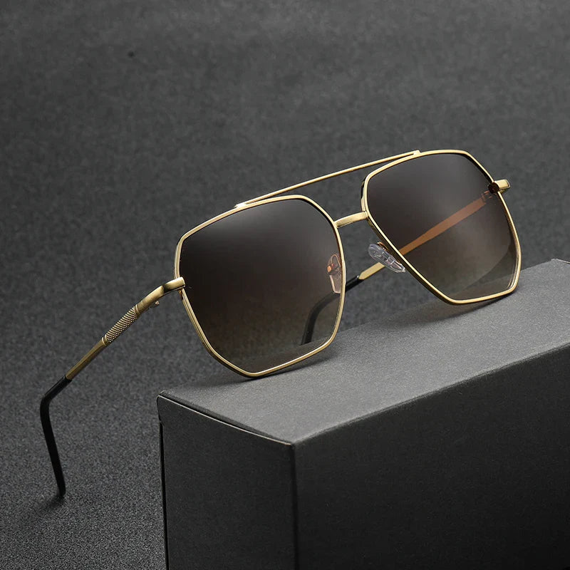 Men’s Stylish Aviator Sunglasses with Classic Metal Frame and Double Bridge