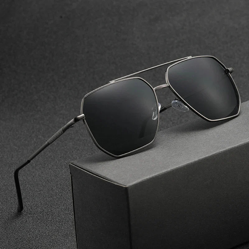 Men’s Stylish Aviator Sunglasses with Classic Metal Frame and Double Bridge