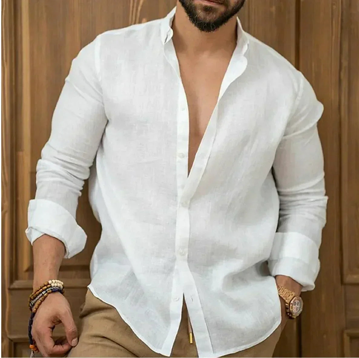 Kieran | Men's Classic Linen Blend Button Down Shirt