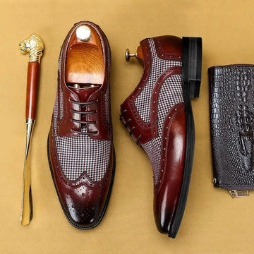 Thornley | Men's Leather Houndstooth Oxford Brogues