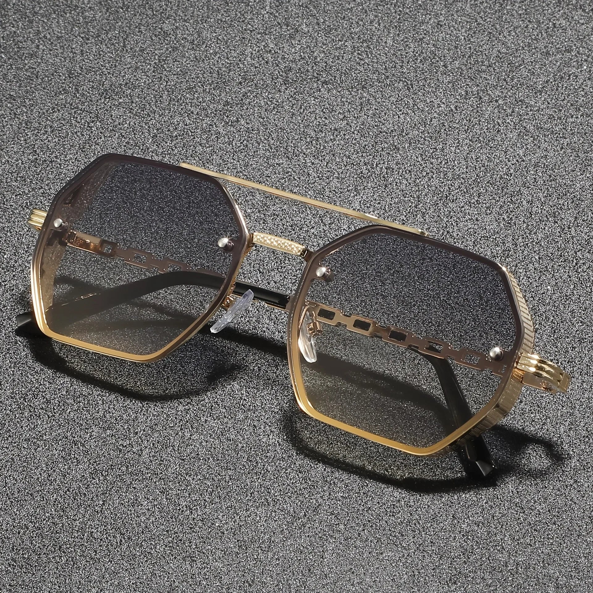 Men's Classic Aviator Sunglasses with Double Bridge and Metal Frame