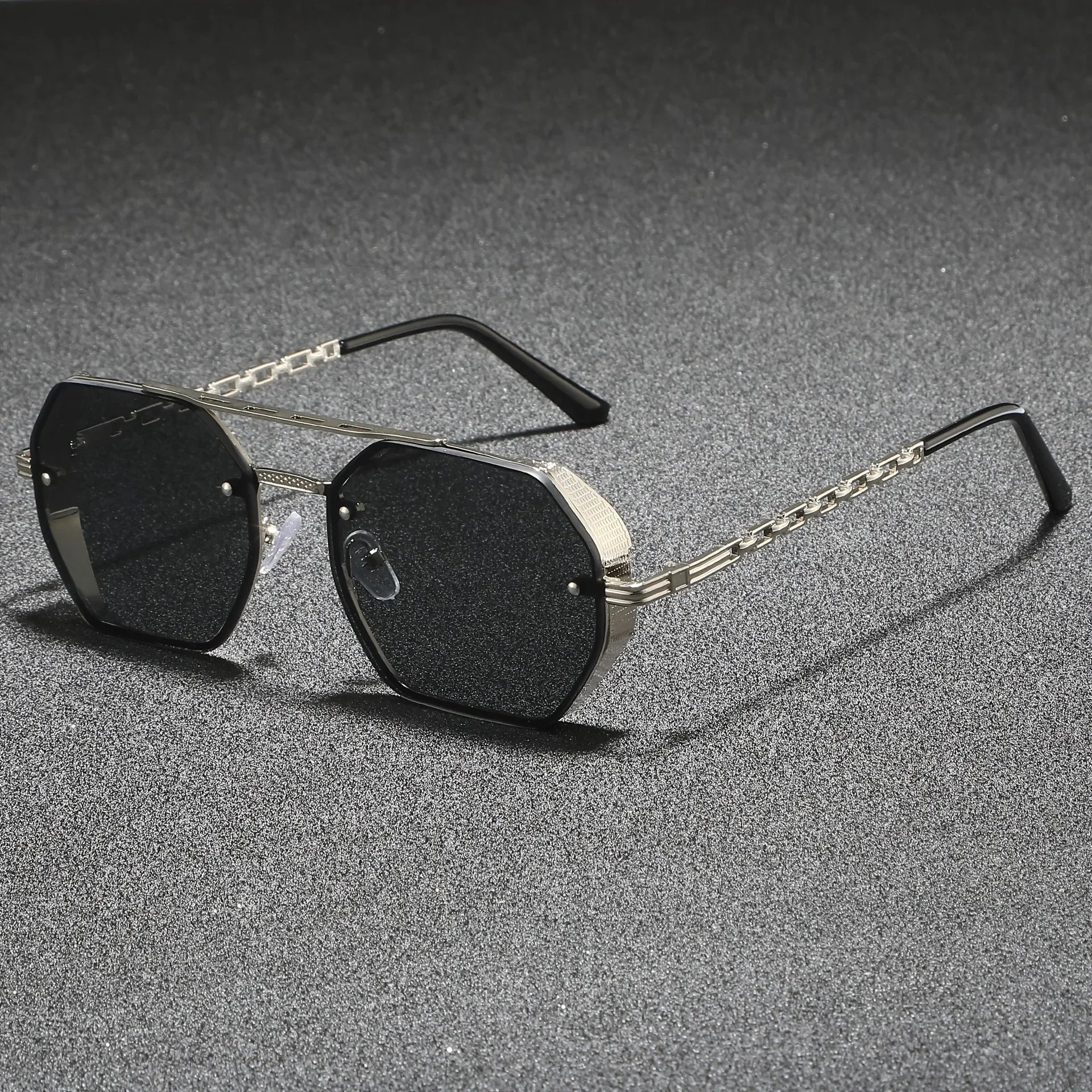 Men's Classic Aviator Sunglasses with Double Bridge and Metal Frame