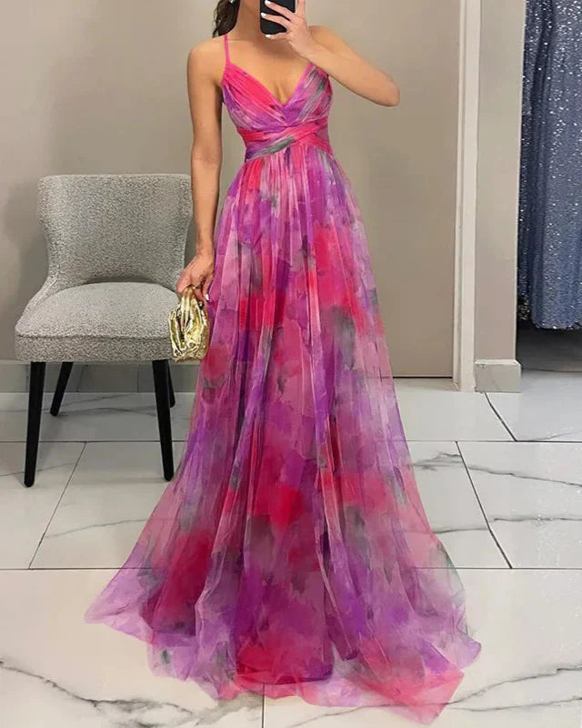 Chloe | Romantic Tie Dye Wrap Maxi Dress