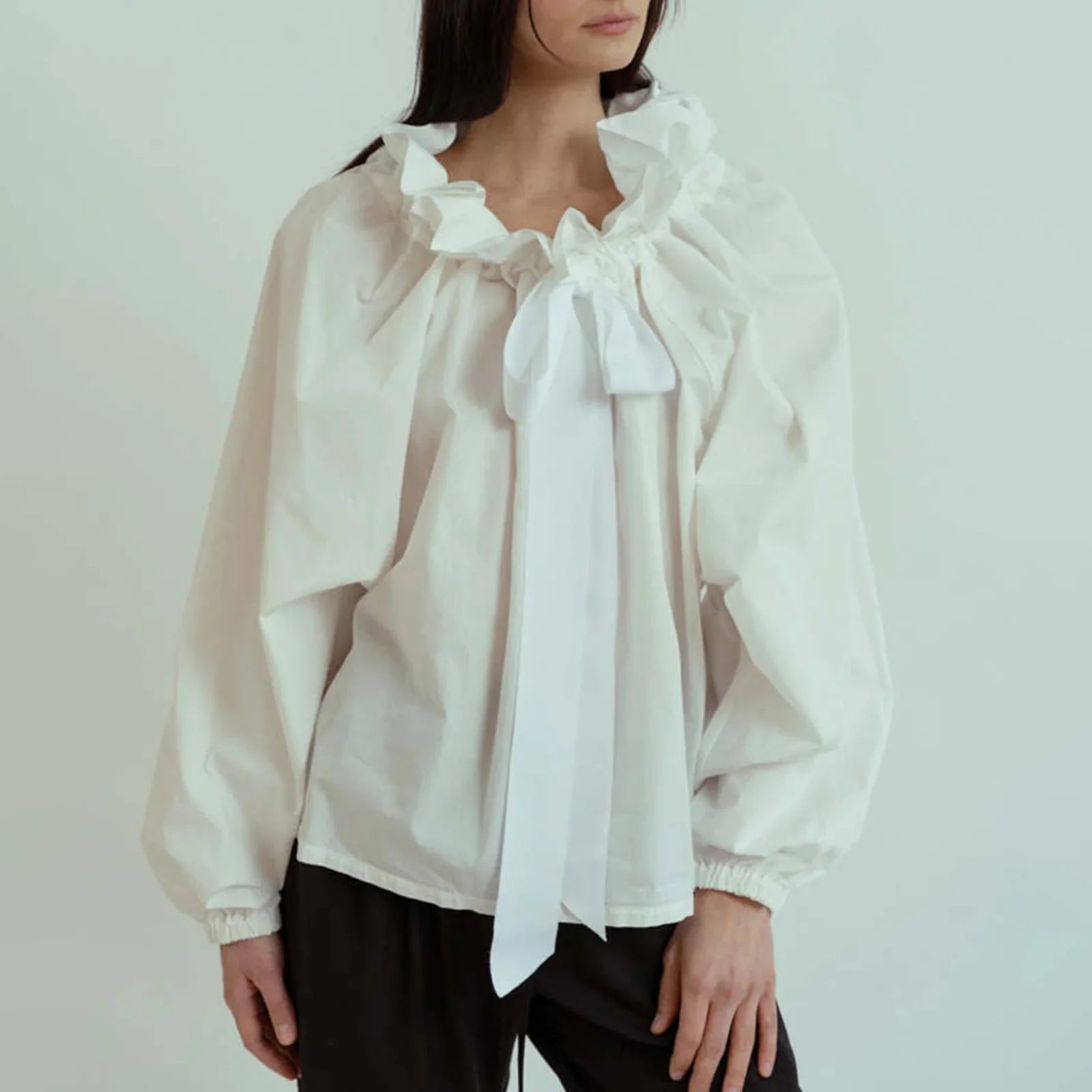 Celestina | Romantic Gingham Check Ruffled Bow Blouse