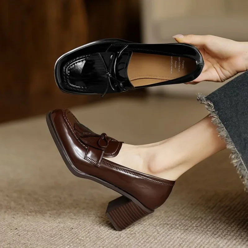 Tamsin | Patent Leather Loafers Block Heel