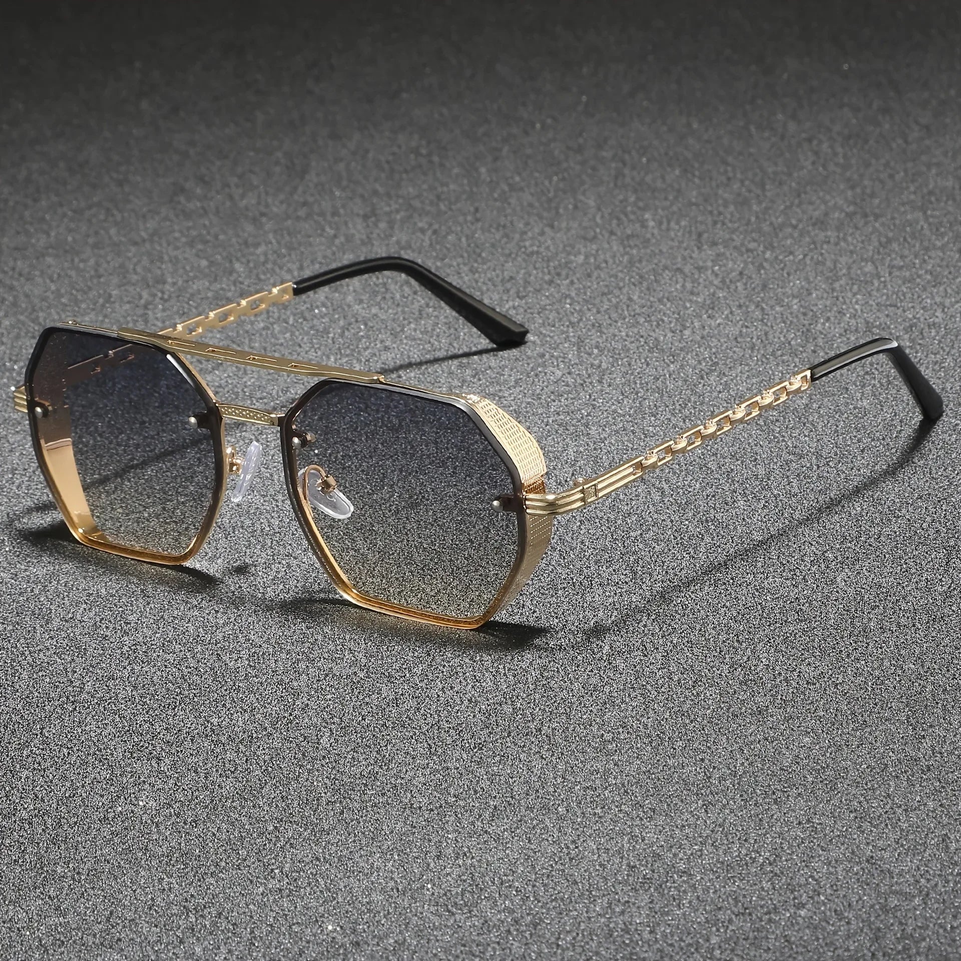 Men's Classic Aviator Sunglasses with Double Bridge and Metal Frame