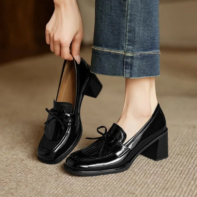 Tamsin | Patent Leather Loafers Block Heel