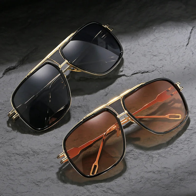 Men’s Classic Aviator Sunglasses with Metal Frame and Double Bridge Design
