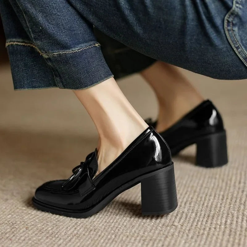 Tamsin | Patent Leather Loafers Block Heel