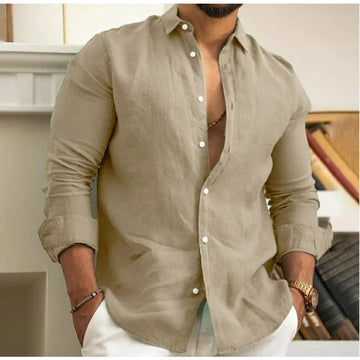 Kieran | Men's Classic Linen Blend Button Down Shirt