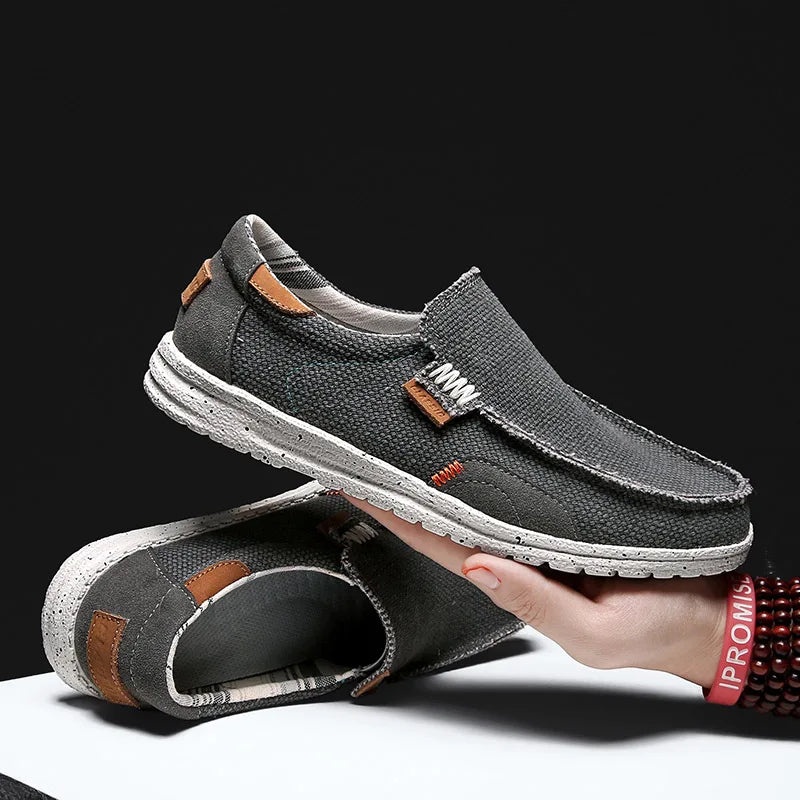 Men's Casual Canvas Loafers with Classic Slip-On Design and Structured Sole