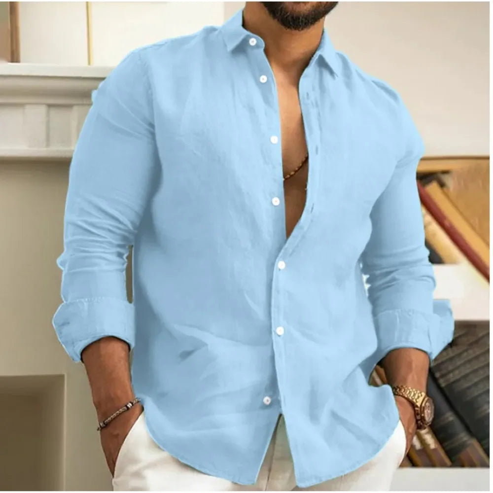 Kieran | Men's Classic Linen Blend Button Down Shirt