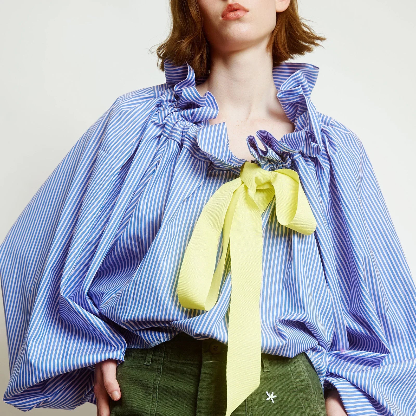 Celestina | Romantic Gingham Check Ruffled Bow Blouse