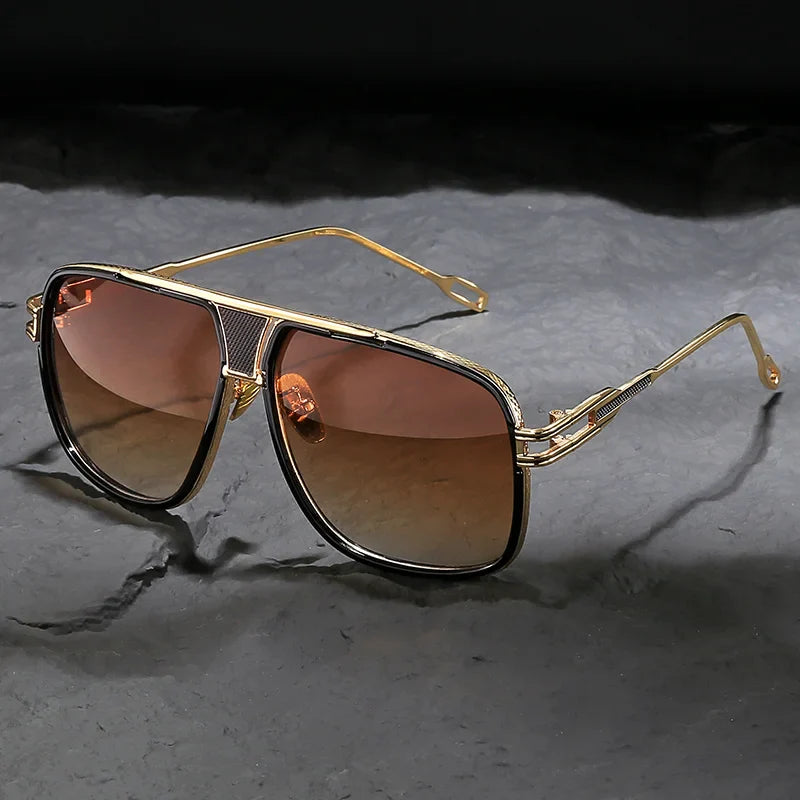 Men’s Classic Aviator Sunglasses with Metal Frame and Double Bridge Design