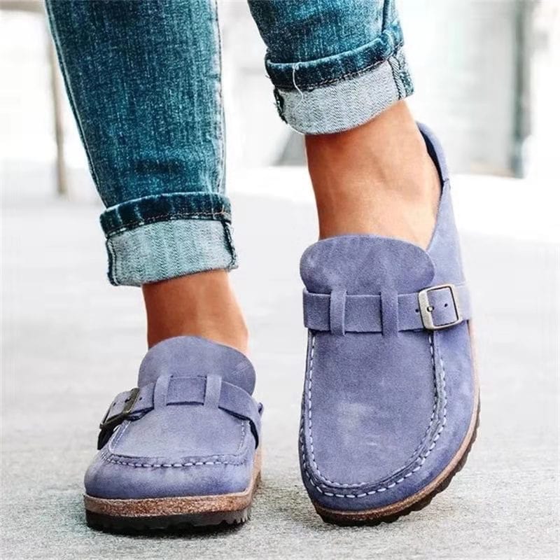 Cordelia | Comfortable Suede Buckle Clogs
