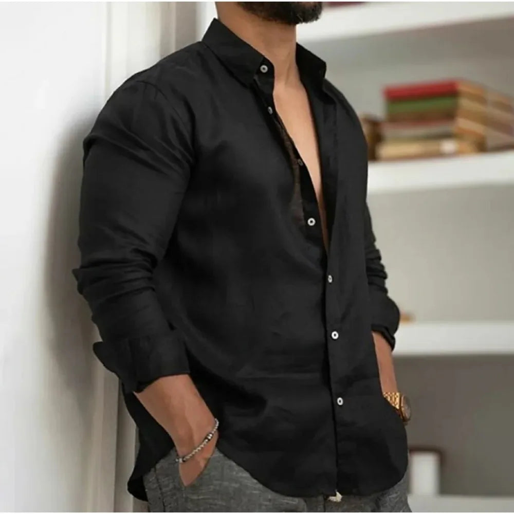 Kieran | Men's Classic Linen Blend Button Down Shirt