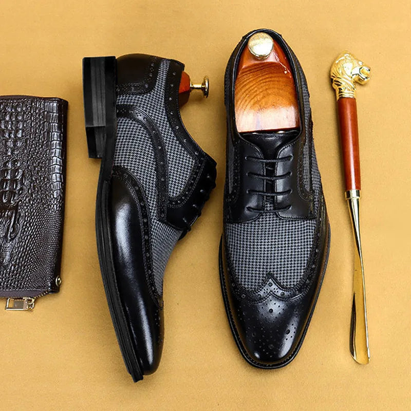 Thornley | Men's Leather Houndstooth Oxford Brogues