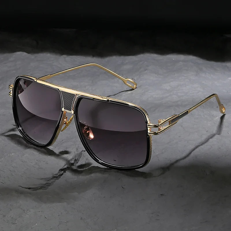 Men’s Classic Aviator Sunglasses with Metal Frame and Double Bridge Design