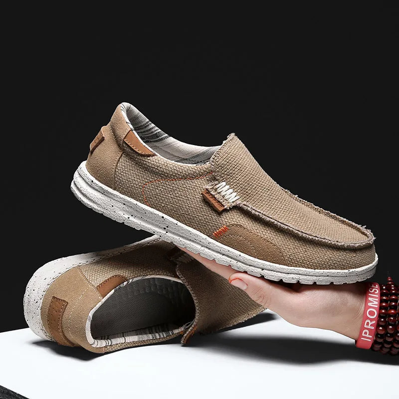 Men's Casual Canvas Loafers with Classic Slip-On Design and Structured Sole