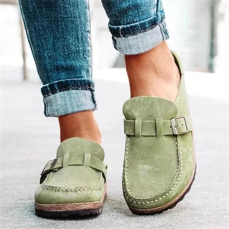 Cordelia | Comfortable Suede Buckle Clogs