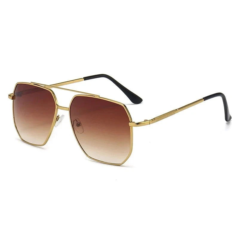 Men’s Stylish Aviator Sunglasses with Classic Metal Frame and Double Bridge