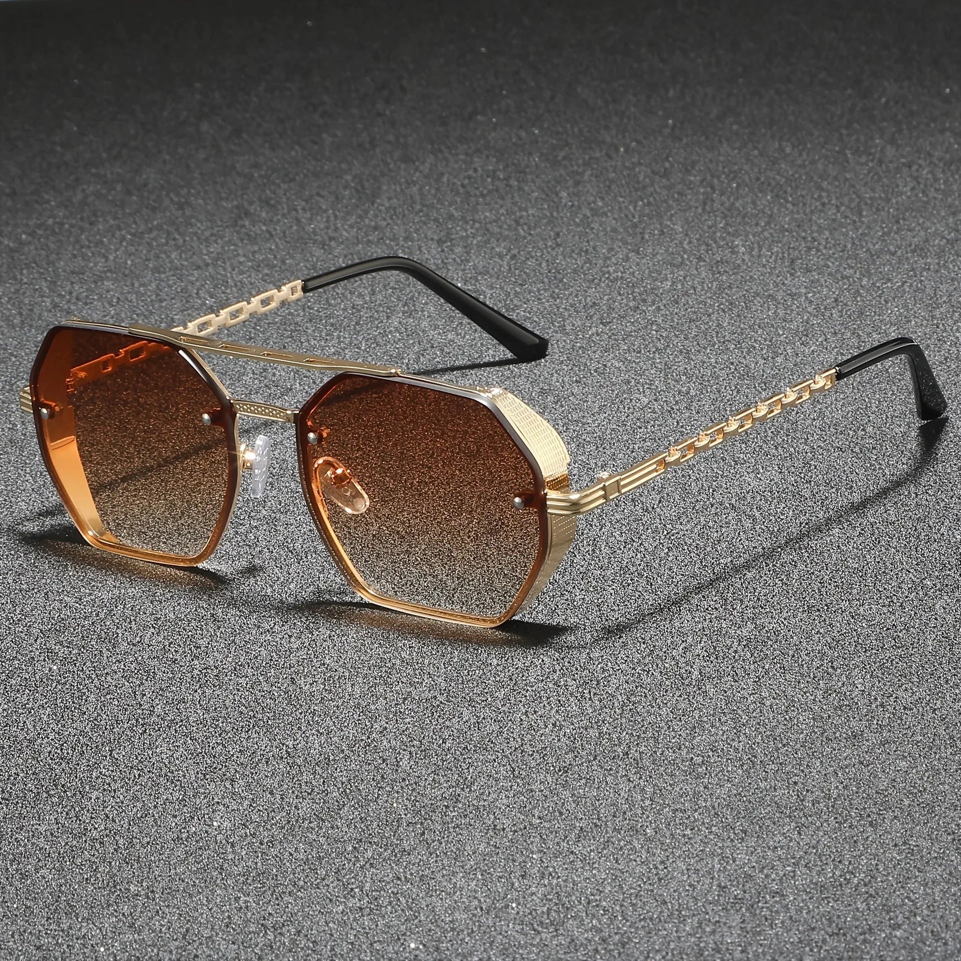Men's Classic Aviator Sunglasses with Double Bridge and Metal Frame