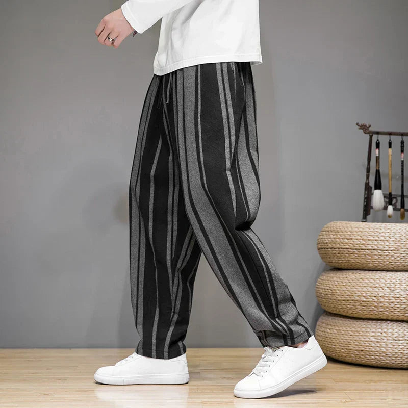 Bronson | Men's Casual Striped Wide Leg Trousers