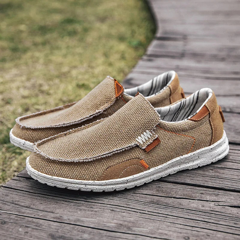 Men's Casual Canvas Loafers with Classic Slip-On Design and Structured Sole