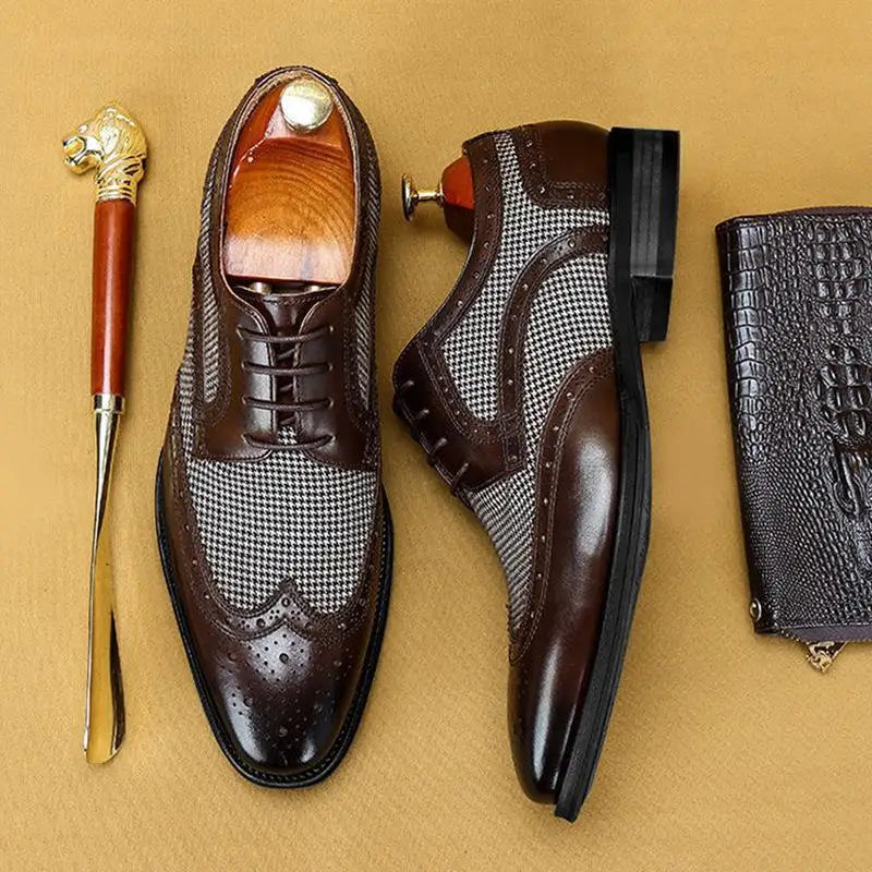 Thornley | Men's Leather Houndstooth Oxford Brogues