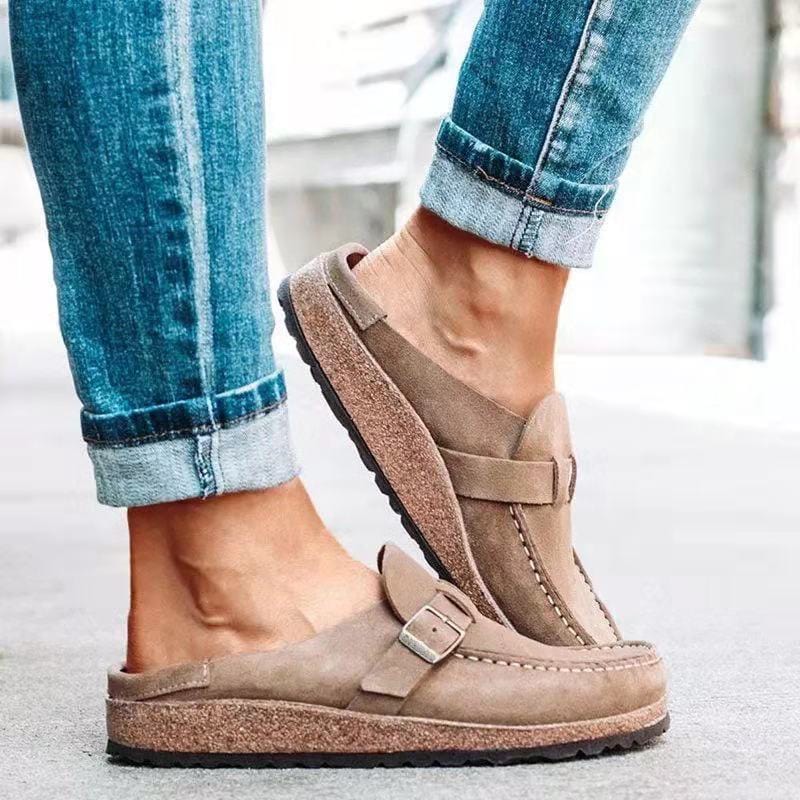 Cordelia | Comfortable Suede Buckle Clogs