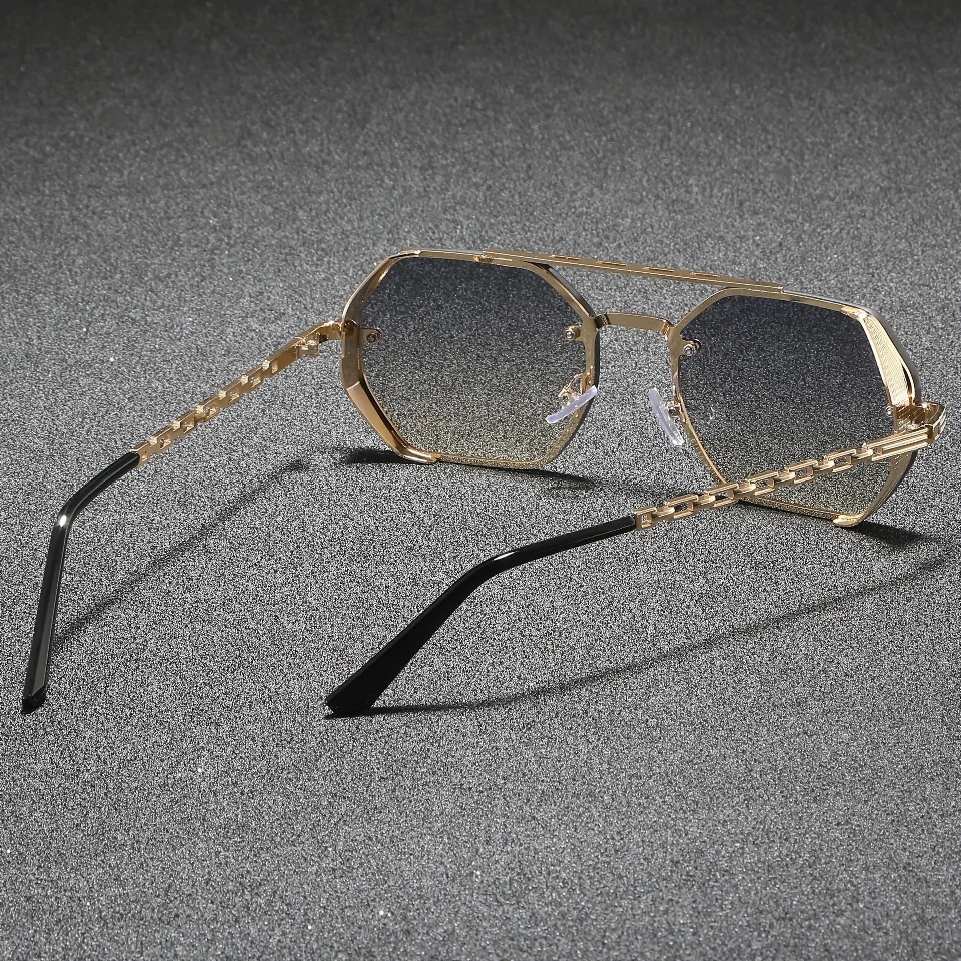 Men's Classic Aviator Sunglasses with Double Bridge and Metal Frame