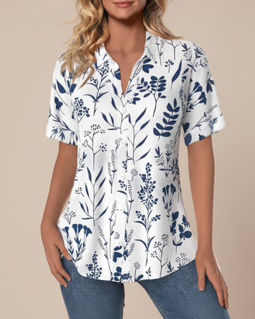 Evangeline | Blouse Botanical Print Relaxed Going Out Tops