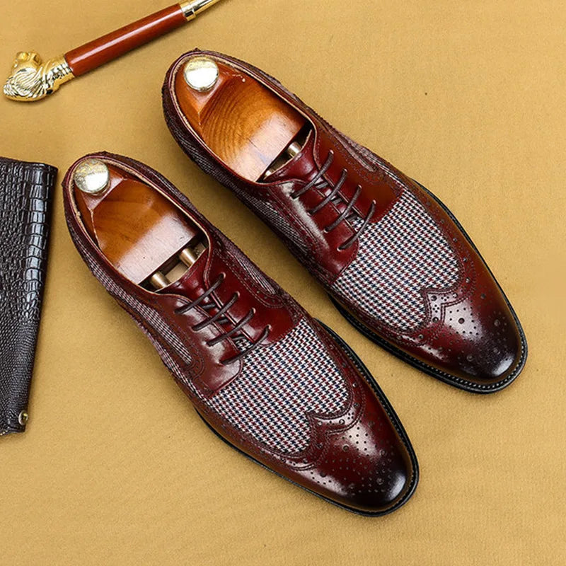 Thornley | Men's Leather Houndstooth Oxford Brogues