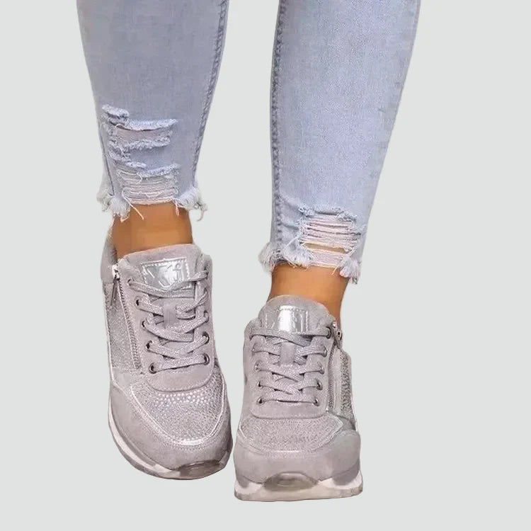 Celestiana | Orthopedic Rhinestone Zip Sneakers