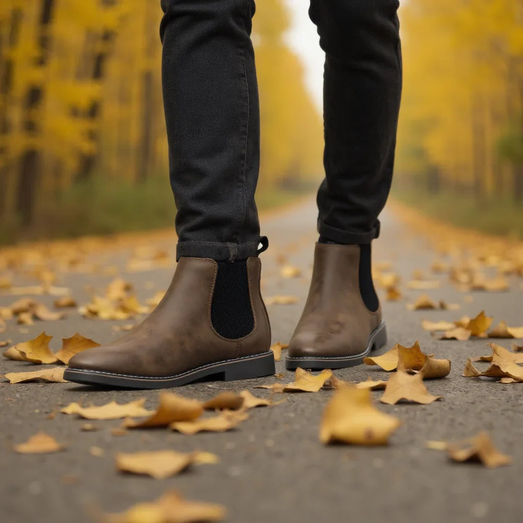 Men’s Classic Chelsea Boots with Elastic Side Panels and Sturdy Sole