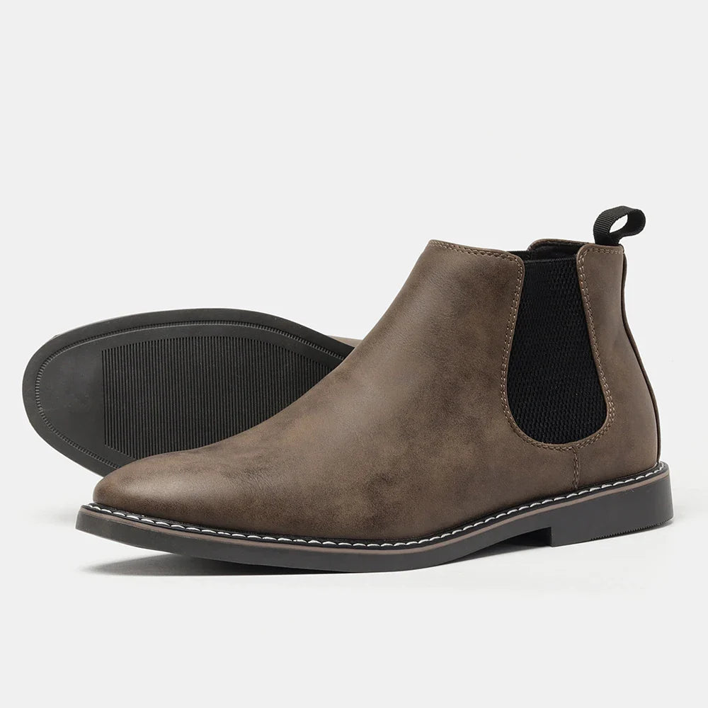 Men’s Classic Chelsea Boots with Elastic Side Panels and Sturdy Sole